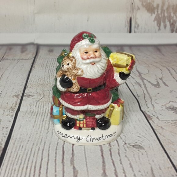 Fitz And Floyd 1996 OMNIBUS Ceramic Santa & Toy Sack Salt & Pepper Shaker Set - Picture 2 of 14